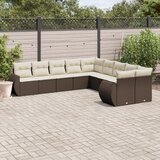  10-dijelni set vrtnih sofa od poliratana s jastucima smeđi | shoptok.hr
