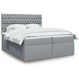 vidaXL Box spring postelja z vzmetnico svetlo siva 200x200 cm blago | Shoptok.si