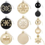  Set božićnih kuglica 88 kom. Crna i zlatna Ø 6 cm Plastika | shoptok.hr