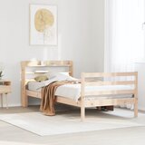 Maison Chic Posteljni okvir - Enojna postelja - Postelja za odrasle z vzglavjem bel 75x190 cm trdna borovina, (21697030) | Shoptok.si