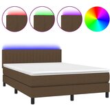  Box spring postelja z vzmetnico LED temno rjava 140x200cm blago, (20902274) | Shoptok.si