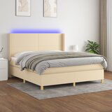  The Living Store Box spring postelja z vzmetnico LED krem 180x200 cm blago - Box Spring Postelja, (21455932) Cene