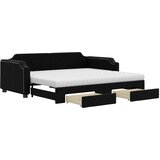  Dnevni krevet na razvlačenje s ladicama crni 100x200 cm tkanina | shoptok.hr
