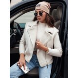 DStreet Kamizelka damska WOOLZIP zamszowa z kożuszkiem biała | shoptok.hr