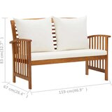  Klupa s jastucima 119 cm od masivnog bagremovog drva | shoptok.hr