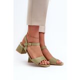 EVENTO Women's Sandals on Block Heel in Green Eco Suede Leisha | shoptok.hr