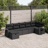  7-dijelni set vrtnih sofa od poliratana s jastucima crni Cijene
