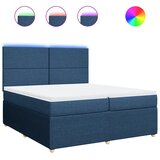 vidaXL Box spring postelja z vzmetnico modra 200x200 cm blago, (21310176) | Shoptok.si
