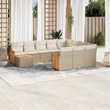 Maison Chic Seti vrtnega pohištva - Vrtna garnitura - Vrtni pohištvo set 11-delna z blazinami bež poli ratan, (21816039) | Shoptok.si