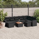  10-dijelni set vrtnih sofa s jastucima crni od poliratana | shoptok.hr