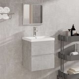 vidaXL Kopalniška omarica z ogledalom betonsko siva konstruiran les | Shoptok.si