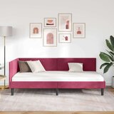 vidaXL Kotna postelja vinsko rdeča 90 x 190 cm Samet in sodobno leseno | Shoptok.si