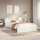 Krevet s regalom z knjige bez madraca bijeli 120x190cm borovina