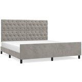 vidaXL Posteljni okvir z vzglavjem svetlo siv 160x200 cm žamet, (20788353) Cene
