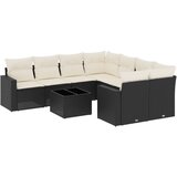  9-dijelni set vrtnih sofa s jastucima crni od poliratana | shoptok.hr