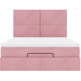  Otomanski krevet s madracima&LED ružičasti 140x190cm baršunasti | shoptok.hr