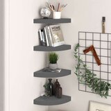 vidaXL Plutajuće kutne police 4 kom sjajne sive 25 x 25 x 3,8 cm MDF | shoptok.hr