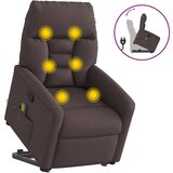 vidaXL Masažni naslanjač s funkcijo vstajanja temno rjavo blago | Shoptok.si