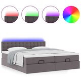 vidaXL Otomanski posteljni okvir z vzmetnicami siv 180x200cm um. usnje | Shoptok.si