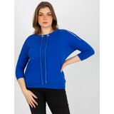 Fashion Hunters Women's blouse plus size with 3/4 sleeves - blue Cene