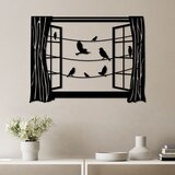 Wallity Zidna dekoracija Ptice ispred prozora - 2, 70 x 52 cm, Crna | Eponuda.ba