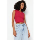 Trendyol Fuchsia Polo Neck Corduroy Knitted Blouse | Shoptok.si