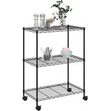  Stalak za pohranu s 3 razine i kotačima 60x35x81 cm crni 150 kg | shoptok.hr
