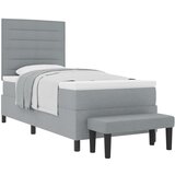 vidaXL vzmetna postelja z vzmetnico in klopjo svetlo siva 90x190 cm tkanina, (22083223) u