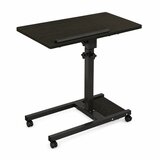 Home & Marker Nastavljivo mobilno stojalo za prenosnik, nagibna delovna površina, kolesca, kovinska konstrukcija, nosilnost do 20 kg, črno-leseni videz | COMPSTAN, (5000520915) Cene
