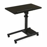 Nastavljivo mobilno stojalo za prenosnik, nagibna delovna površina, kolesca, kovinska konstrukcija, nosilnost do 20 kg, črno-leseni videz | COMPSTAN, (5000520915)
