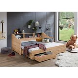 CARRYHOME RAZTEGLJIVA POSTELJA 90 cm x 200 cm , temno siva, hrast artisan | Shoptok.si