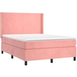  Box spring postelja z vzmetnico roza 140x200 cm žamet, (20895018) | Shoptok.si