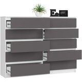 AKORD Komoda, 10 Predalov, Bela/Siva, (5000332286) | Shoptok.si