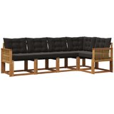 vidaXL Zunanja garnitura za sedenje z blazino 5 pcs Naravna in črna, (5000280737) | Shoptok.si