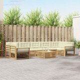  Set vanjskih sofa 8 kom. Bijela i krem Čvrsto drvo akacije | shoptok.hr