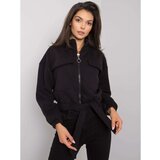 Fashion Hunters Women's black hooded sweatshirt with zip fastening | Shoptok.si