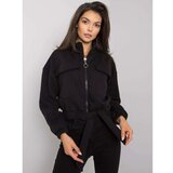 Fashion Hunters Women's black sweatshirt with a zipper Cene