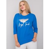 Fashion Hunters Blue plus size cotton blouse with a printed design Cene