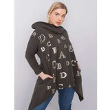 Fashion Hunters Dark khaki plus size sweatshirt with a print Cene