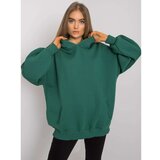 Fashion Hunters Women's dark green cotton sweatshirt with pockets Cene