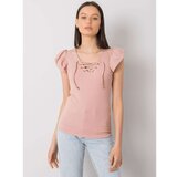 Fashion Hunters Dusty pink blouse with a laced neckline Cene