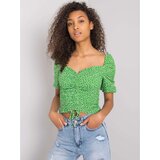 Fashion Hunters RUE PARIS Green short blouse with prints Cene