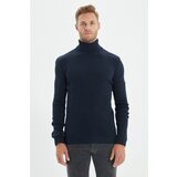 Trendyol Navy Blue Men's Slim Fit Turtleneck Corduroy Knitted Sweater Cene