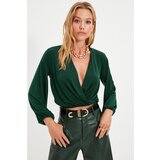 Trendyol Emerald Green Knitted Double Breasted Blouse Cene
