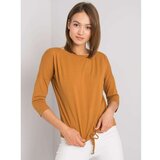 Fashion Hunters Light brown cotton blouse for women Cene