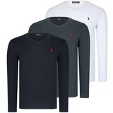 Dewberry TRIPLE SET T8587 V COLLAR MEN'S SWEATSHIRT-BLACK-WHITE-ANTHRACITE Cijene