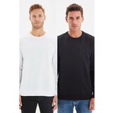 Trendyol Black-White Men's 2-Pack Regular Fit Basic Crew Neck Sweatshirt Cene