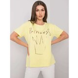 Fashion Hunters Žuta ženska pamučna majica s printom Cene