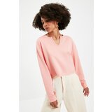 Trendyol Powder V-Neck Crop Knit Slim Sweatshirt | Shoptok.si