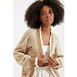 Trendyol Camel Embroidered Knitwear Cardigan Cene